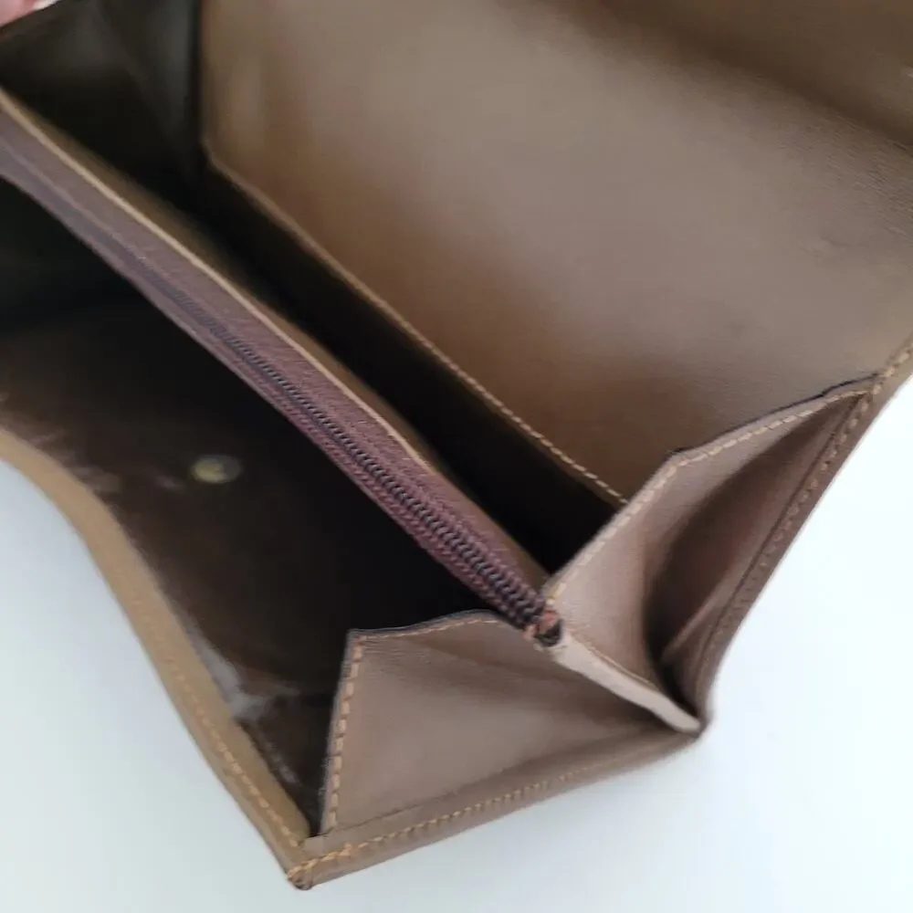 Valentino Vintage Bifold Logo‎ Brown Wallet Large Vintage Envelope Italian Retro
